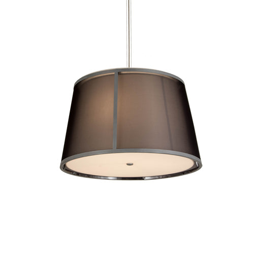Meyda Lighting Cilindro 248069 30" 3-Light Weatherable Silver Tapered Pendant Light With Black Textralite Shade