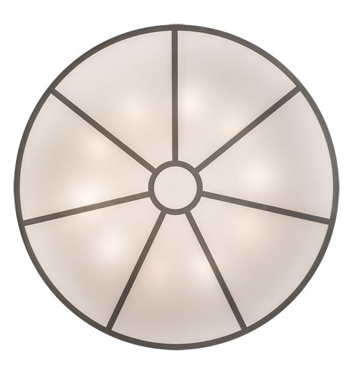 Meyda Lighting Cilindro 248625 60" 10-Light Nickel Powder Coat Flush Mount Light With White Textrene & Statuario Idalight Shade