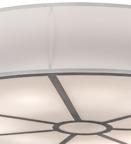 Meyda Lighting Cilindro 248625 60" 10-Light Nickel Powder Coat Flush Mount Light With White Textrene & Statuario Idalight Shade