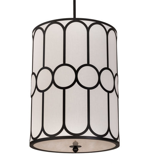 Meyda Lighting Cilindro 248836 30" 6-Light Textured Black Homer Pendant Light With White Textrene & Statuario Idalight Shade