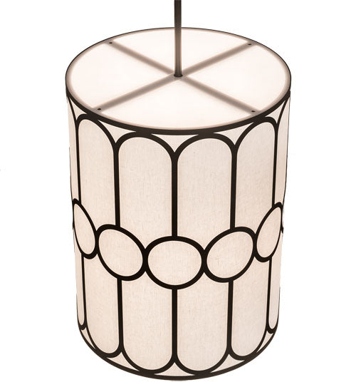 Meyda Lighting Cilindro 248836 30" 6-Light Textured Black Homer Pendant Light With White Textrene & Statuario Idalight Shade