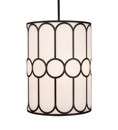 Meyda Lighting Cilindro 248836 30" 6-Light Textured Black Homer Pendant Light With White Textrene & Statuario Idalight Shade