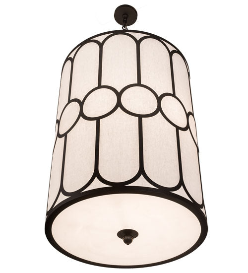 Meyda Lighting Cilindro 248836 30" 6-Light Textured Black Homer Pendant Light With White Textrene & Statuario Idalight Shade