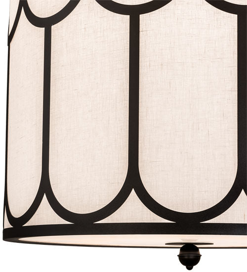 Meyda Lighting Cilindro 248836 30" 6-Light Textured Black Homer Pendant Light With White Textrene & Statuario Idalight Shade