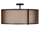 Meyda Lighting Cilindro 249042 30" 3-Light Flat Black Semi-flush Mount Light With White & Black Organza Textrene Shade