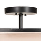 Meyda Lighting Cilindro 249042 30" 3-Light Flat Black Semi-flush Mount Light With White & Black Organza Textrene Shade