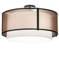 Meyda Lighting Cilindro 249042 30" 3-Light Flat Black Semi-flush Mount Light With White & Black Organza Textrene Shade