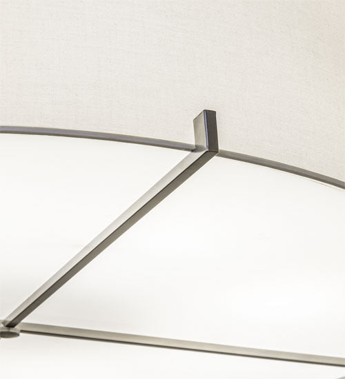 Meyda Lighting Cilindro 249116 48" 8-Light Nickel Structure Pendant Light With White Laura Textrene & Statuario Idalight Shade