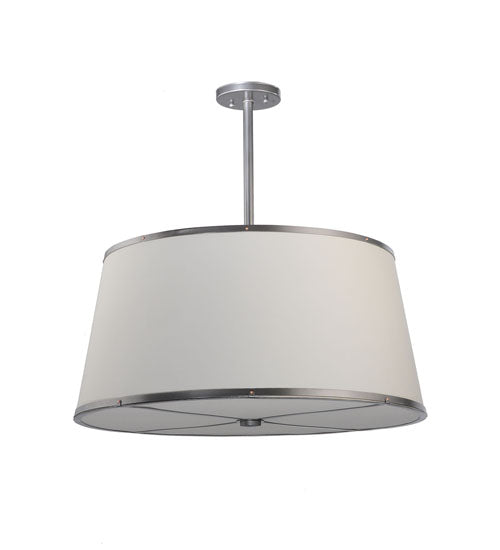 Meyda Lighting Cilindro 25" 3-Light Brushed Nickel Powdercoat Pendant Light With Cream Textrene Shade