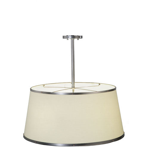 Meyda Lighting Cilindro 25" 3-Light Brushed Nickel Powdercoat Pendant Light With Cream Textrene Shade