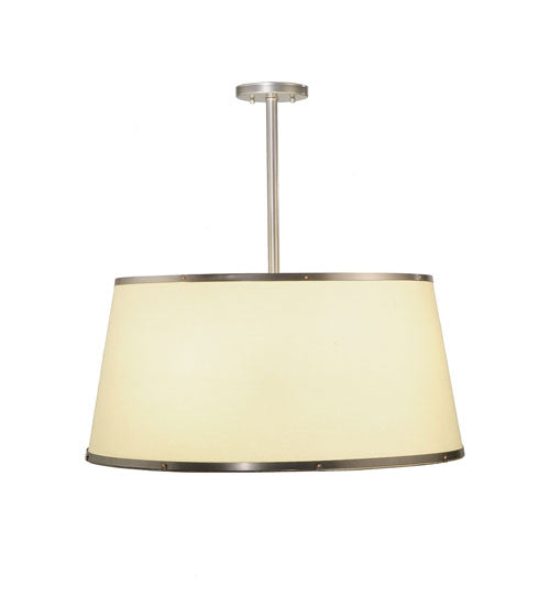 Meyda Lighting Cilindro 25" 3-Light Brushed Nickel Powdercoat Pendant Light With Cream Textrene Shade