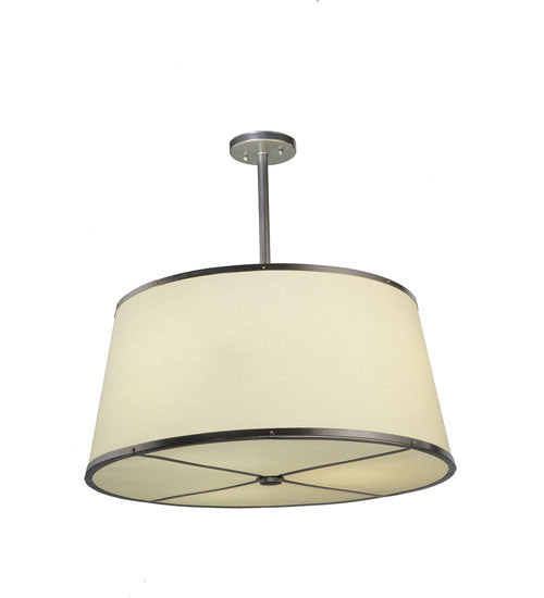 Meyda Lighting Cilindro 25" 3-Light Brushed Nickel Powdercoat Pendant Light With Cream Textrene Shade