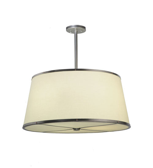 Meyda Lighting Cilindro 25" 3-Light Brushed Nickel Powdercoat Pendant Light With Cream Textrene Shade