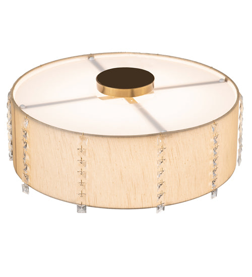 Meyda Lighting Cilindro 25" 6-Light Brass Tint Lujoso Semi-flush Mount Light With Beige & White Statuario Idalight Shade