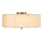 Meyda Lighting Cilindro 25" 6-Light Brass Tint Lujoso Semi-flush Mount Light With Beige & White Statuario Idalight Shade