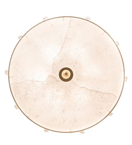 Meyda Lighting Cilindro 25" 6-Light Brass Tint Lujoso Semi-flush Mount Light With Beige & White Statuario Idalight Shade