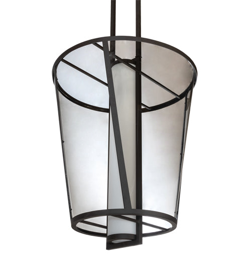 Meyda Lighting Cilindro 25" Oil Rubbed Bronze Tapered Pendant Light With Bronze Transparent Glass & WHite Statuario Idalight Shade