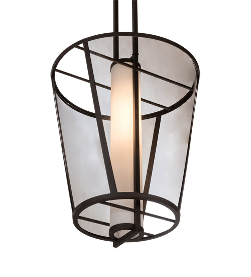 Meyda Lighting Cilindro 25" Oil Rubbed Bronze Tapered Pendant Light With Bronze Transparent Glass & WHite Statuario Idalight Shade