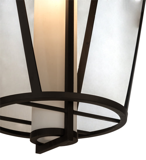 Meyda Lighting Cilindro 25" Oil Rubbed Bronze Tapered Pendant Light With Bronze Transparent Glass & WHite Statuario Idalight Shade