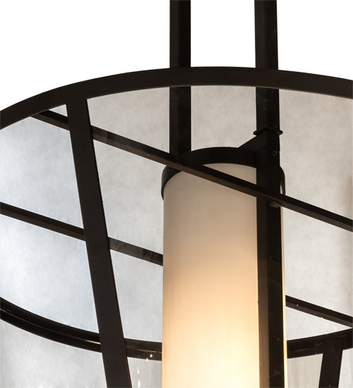 Meyda Lighting Cilindro 25" Oil Rubbed Bronze Tapered Pendant Light With Bronze Transparent Glass & WHite Statuario Idalight Shade