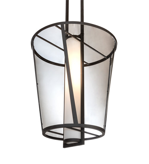 Meyda Lighting Cilindro 25" Oil Rubbed Bronze Tapered Pendant Light With Bronze Transparent Glass & WHite Statuario Idalight Shade