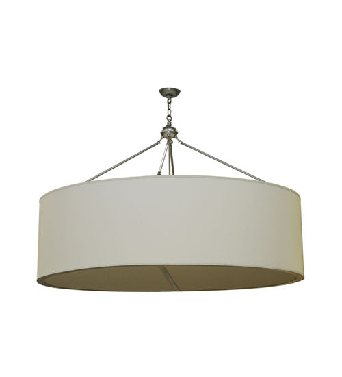 Meyda Lighting Cilindro 255114 60" 8-Light Nickel Pendant Light With Beige Eggshell Textrene Shade