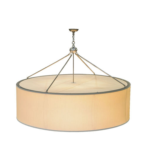 Meyda Lighting Cilindro 255114 60" 8-Light Nickel Pendant Light With Beige Eggshell Textrene Shade