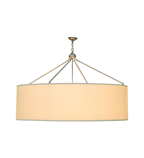 Meyda Lighting Cilindro 255114 60" 8-Light Nickel Pendant Light With Beige Eggshell Textrene Shade