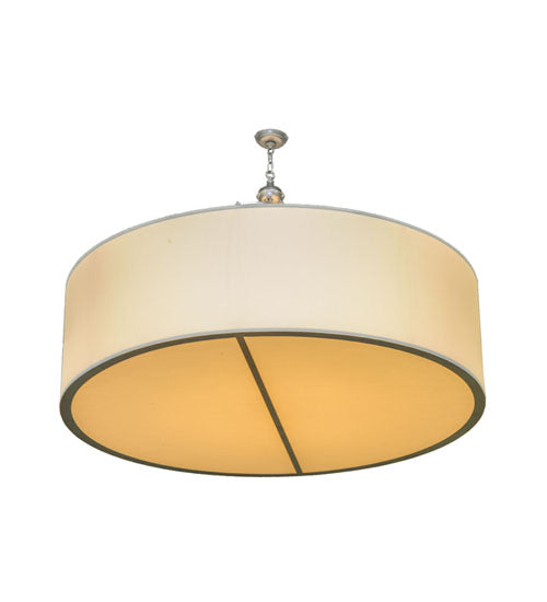 Meyda Lighting Cilindro 255114 60" 8-Light Nickel Pendant Light With Beige Eggshell Textrene Shade