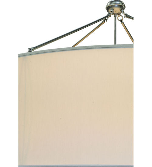 Meyda Lighting Cilindro 255114 60" 8-Light Nickel Pendant Light With Beige Eggshell Textrene Shade