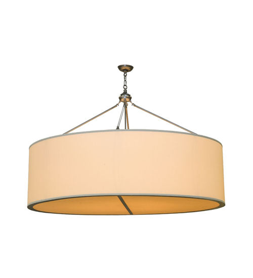 Meyda Lighting Cilindro 255114 60" 8-Light Nickel Pendant Light With Beige Eggshell Textrene Shade