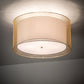 Meyda Lighting Cilindro 26" 4-Light Antique Brass Flush Mount Light With Beige & White Shade