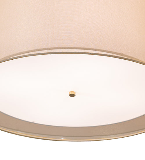 Meyda Lighting Cilindro 26" 4-Light Antique Brass Flush Mount Light With Beige & White Shade