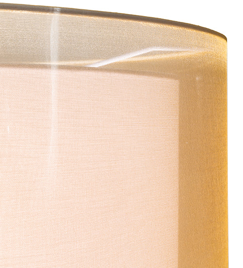 Meyda Lighting Cilindro 26" 4-Light Antique Brass Flush Mount Light With Beige & White Shade