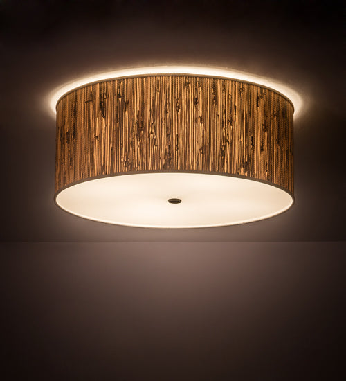 Meyda Lighting Cilindro 26" 4-Light Oil Rubbed Bronze Flush Mount Light With Grass Textrene & Statuario Idalight Shade