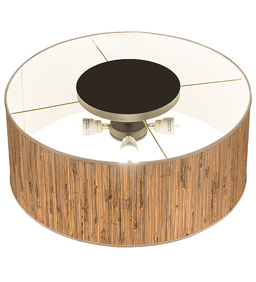 Meyda Lighting Cilindro 26" 4-Light Oil Rubbed Bronze Flush Mount Light With Grass Textrene & Statuario Idalight Shade