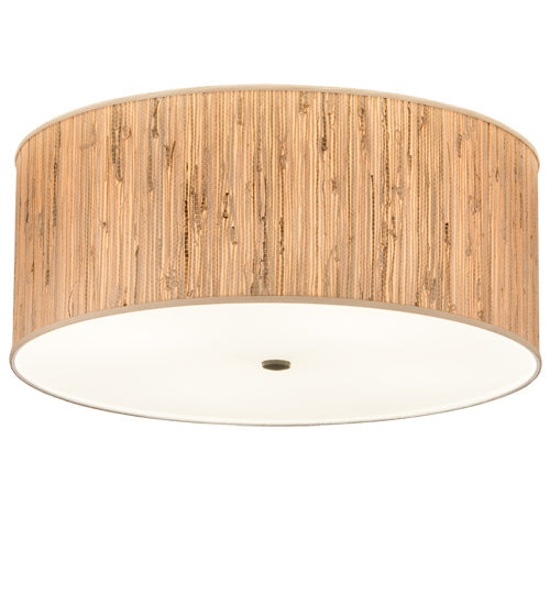 Meyda Lighting Cilindro 26" 4-Light Oil Rubbed Bronze Flush Mount Light With Grass Textrene & Statuario Idalight Shade