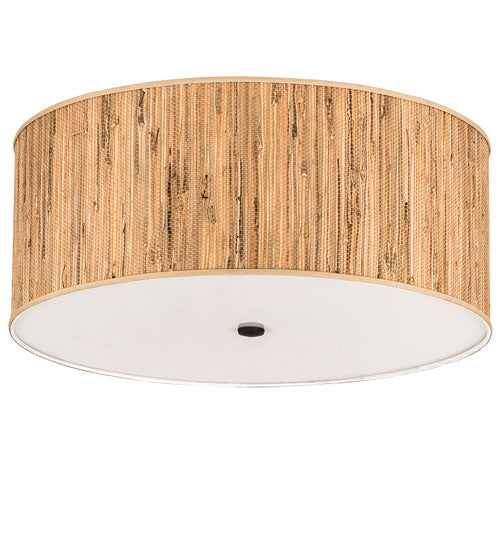 Meyda Lighting Cilindro 26" 4-Light Oil Rubbed Bronze Textrene Flush Mount Light With Beige & Statuario Idalight Shade