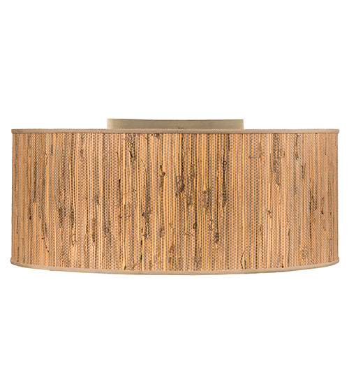 Meyda Lighting Cilindro 26" 4-Light Oil Rubbed Bronze Textrene Flush Mount Light With Beige & Statuario Idalight Shade