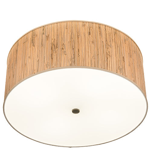 Meyda Lighting Cilindro 26" 4-Light Oil Rubbed Bronze Textrene Flush Mount Light With Beige & Statuario Idalight Shade
