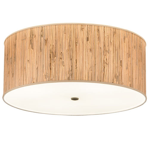 Meyda Lighting Cilindro 26" 4-Light Oil Rubbed Bronze Textrene Flush Mount Light With Beige & Statuario Idalight Shade