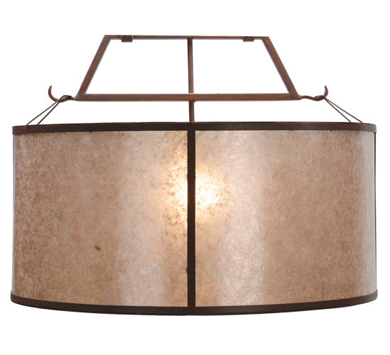 Meyda Lighting Cilindro 26" Burnt Caramel Embellir Inverted Pendant Light With Amber & Silver Mica Shade Glass