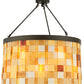 Meyda Lighting Cilindro 27" 12-Light Oil Rubbed Bronze Calico Semi-flush Mount Ceiling Light With Amber and Beige Shade