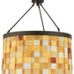 Meyda Lighting Cilindro 27" 12-Light Oil Rubbed Bronze Calico Semi-flush Mount Ceiling Light With Amber and Beige Shade
