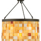 Meyda Lighting Cilindro 27" 12-Light Oil Rubbed Bronze Calico Semi-flush Mount Ceiling Light With Amber and Beige Shade