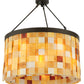 Meyda Lighting Cilindro 27" 12-Light Oil Rubbed Bronze Calico Semi-flush Mount Ceiling Light With Amber and Beige Shade