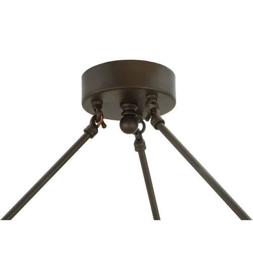 Meyda Lighting Cilindro 27" 12-Light Oil Rubbed Bronze Calico Semi-flush Mount Ceiling Light With Amber and Beige Shade