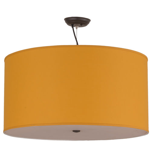 Meyda Lighting Cilindro 27" 4-Light Oil Rubbed Bronze Play Textrene Pendant Light With Vintage Gold Textrene Shade