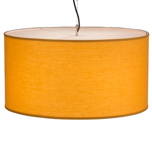 Meyda Lighting Cilindro 27" 4-Light Oil Rubbed Bronze Play Textrene Pendant Light With Vintage Gold Textrene Shade
