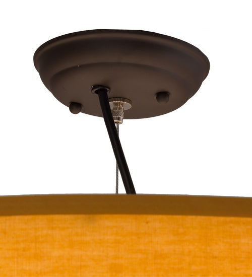 Meyda Lighting Cilindro 27" 4-Light Oil Rubbed Bronze Play Textrene Pendant Light With Vintage Gold Textrene Shade